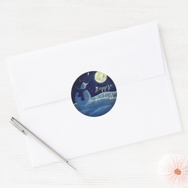 Adesivo Boas Férias Blue Whimsnowman Sticker (Envelope)