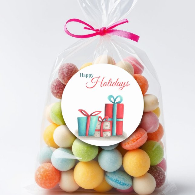 Adesivo Boas festas de férias com presentes para negócios (Criador carregado)