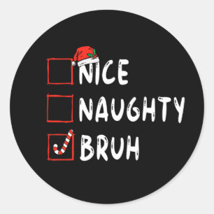 Adesivo Boas festas de Natal, bruh engraçado lista de xmas