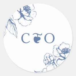 Adesivo Boas Iniciais do Jardim Floral Azul Clássico Vinta