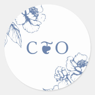 Adesivo Boas Iniciais do Jardim Floral Azul Clássico Vinta