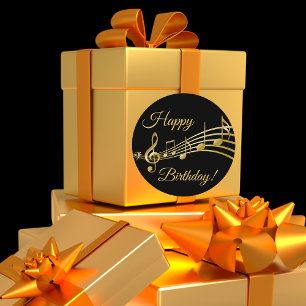 Adesivo Boas notas de ouro preto de aniversário