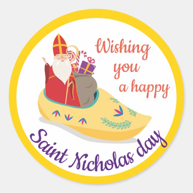 Adesivo Boas Ruas, saudação de Nicholas, Sinterklaas eve (Frente)