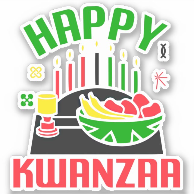 Adesivo Boas Velas de Banquete dos Ícones do Kwanzaa, Beij (Frente)