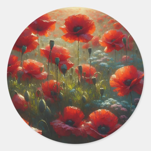 Adesivo Boas-vindas ao Casamento Floral de Poppies Vermelh (Frente)