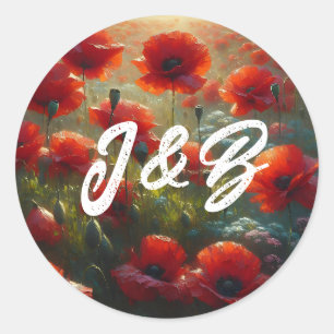 Adesivo Boas-vindas ao Casamento Floral de Poppies Vermelh