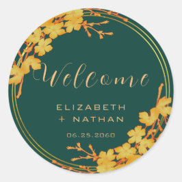 Adesivo Boas-vindas ao Dourado Casamento Floral Clássico E