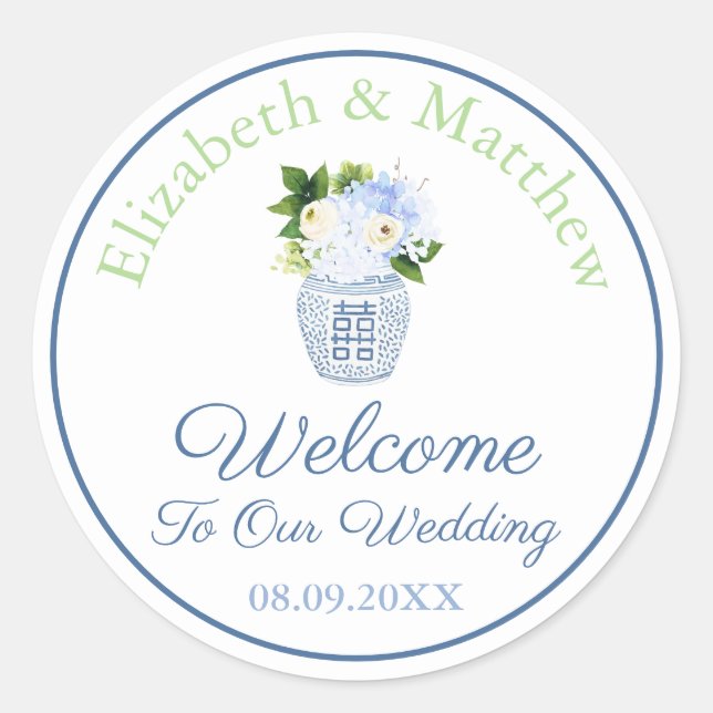 Adesivo Boas-vindas ao marinho e Chartreuse Chinoiserie Ch (Frente)