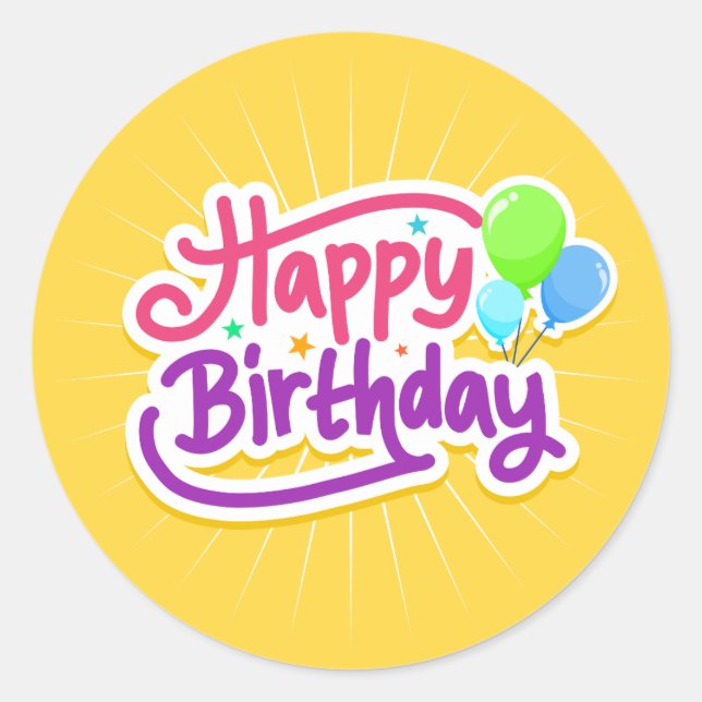 Adesivo Boas vindas de aniversário em amarelo (Frente)