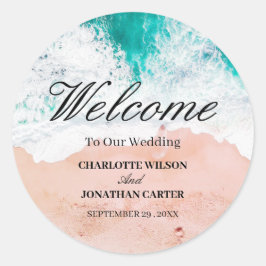 Adesivo Boas-vindas de Casamento na Praia Tropical Costeir
