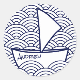 Adesivo Boat on Waves Round Sticker
