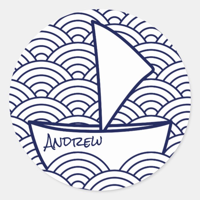 Adesivo Boat on Waves Round Sticker (Frente)