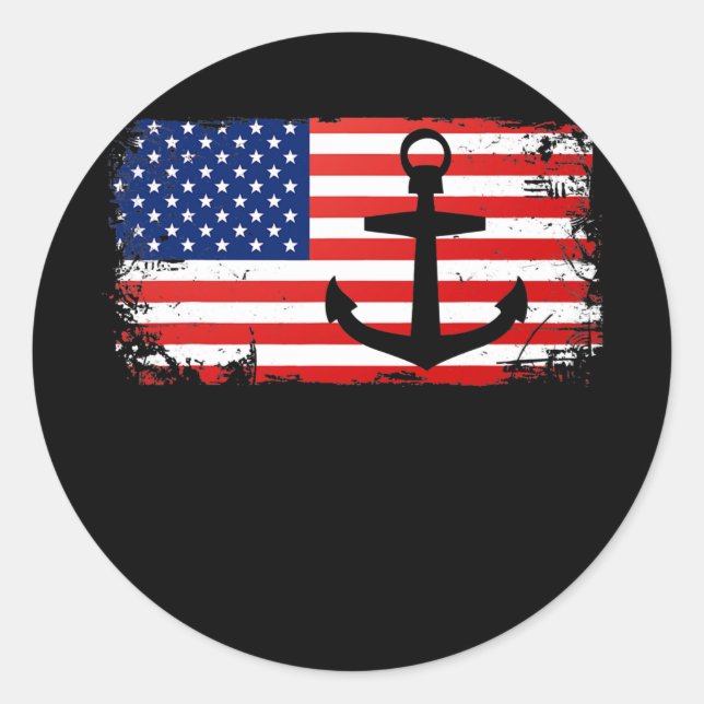 Adesivo Boating Anchor USA American Flag Boat Lover (Frente)
