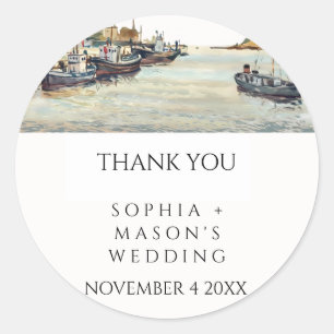 Adesivo Boats Costeiros de Casamento Watercolor