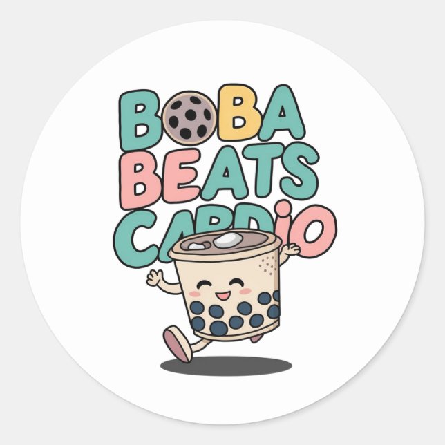 Adesivo Boba Beats Cardio Engraçado (Frente)