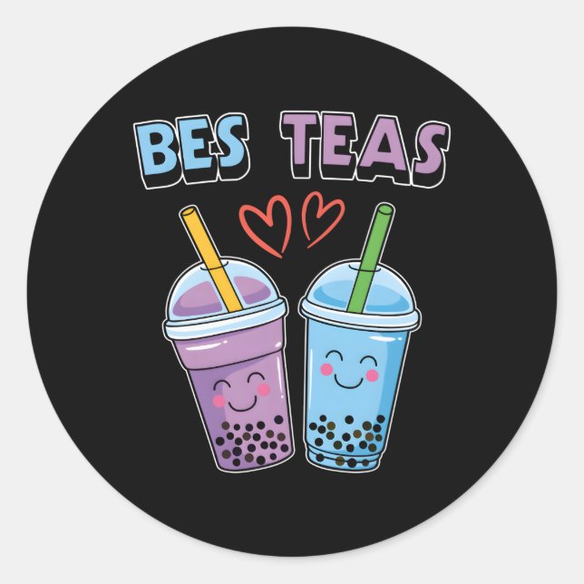Adesivo Boba Bubble Tea Bes Teas Kawaii Bestie Roxo E (Frente)