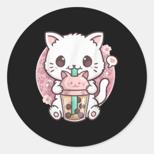 Adesivo Boba Cat Boba Tea Bubble Tea Kawaii Anime Cat Kawa