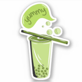 Adesivo boba chá bble leite matcha chá chá verde amante