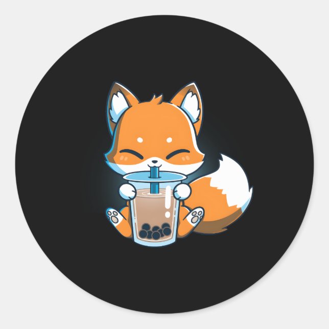 Adesivo Boba Fox Bebendo Kawaii Anime Foxy Japonês (Frente)