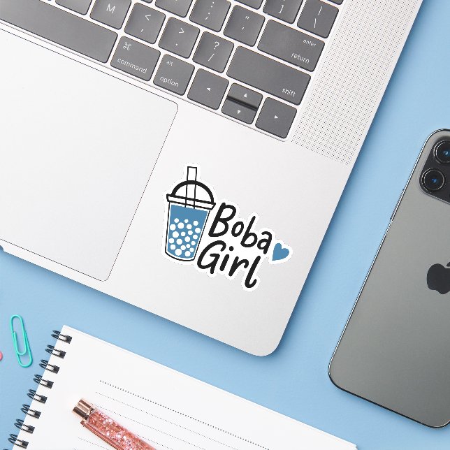 Adesivo Boba Girl Cute Tea Amante Novelty Sticker (Notebook com iPhone)
