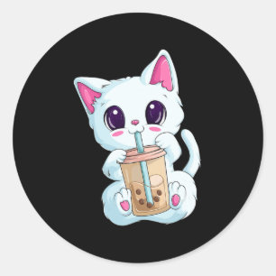 Adesivo Boba Tea Cat Anime Para Mulheres Kawaii Bubble Tea