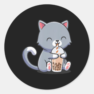Adesivo Boba Tea Cat Bubble Tea Cat Kawaii Anime Neko Gift