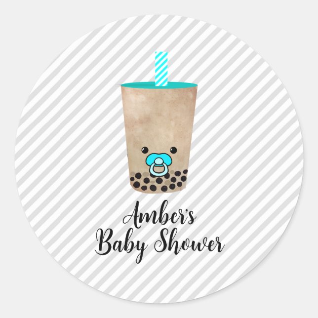 Adesivo Boba Tea - Chá de fraldas personalizado inspirado (Frente)