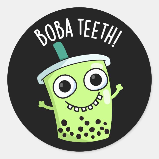 Adesivo Boba Teeth Engraçado Boba Tea Pun Dark BG (Frente)