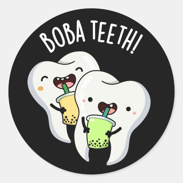 Adesivo Boba Teeth Engraçado Boba Tea Pun Dark BG (Frente)