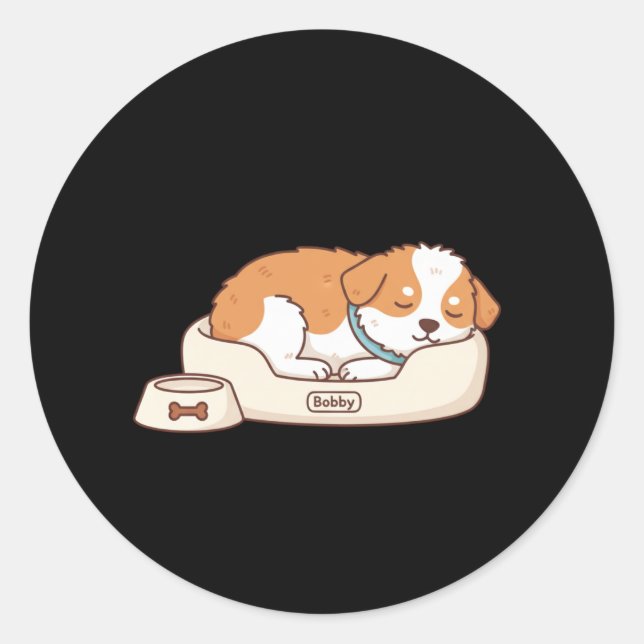 Adesivo Bobby Sleeping Dog Sticker: Cozy Minimalist Puppy  (Frente)