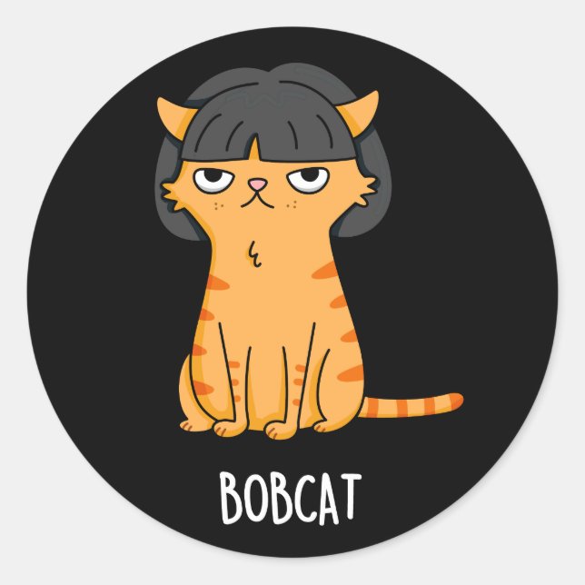 Adesivo Bobcat Funny Cat Bob Hair Pun Dark BG (Frente)