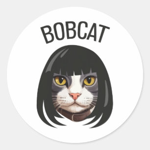 Adesivo Bobcat Funny Cat Bob Haircut Trending Comedy Cat G