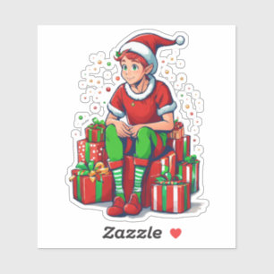 Adesivo Bobo Engraçado Natal Papai Noel Elf Kid