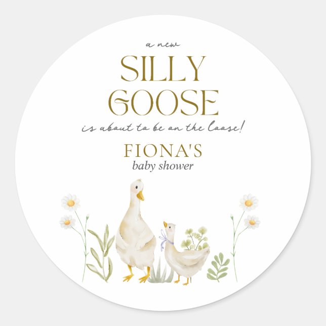 Adesivo Bobo Ganso Aquarela Gênero Chá de fraldas Neutro (Frente)