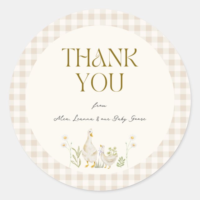 Adesivo Bobo Ganso Aquarela Gênero Chá de fraldas Neutro (Frente)