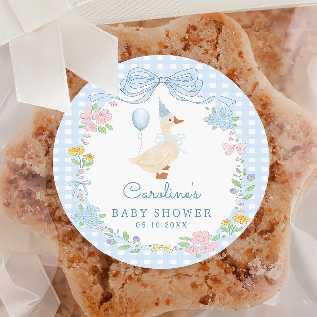 Adesivo Bobo ganso Arco azul Vinheta para Chá de fraldas f (Criador carregado)