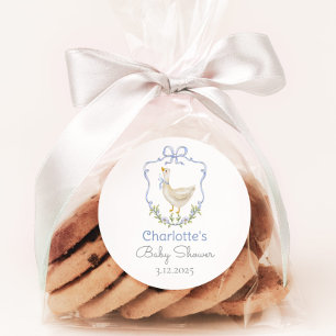 Adesivo Bobo Goose Blue arco bebê chá Obrigado