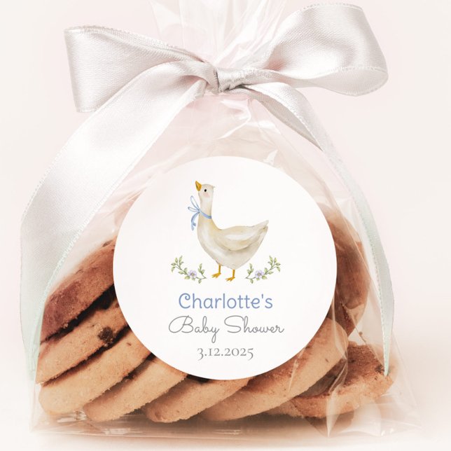 Adesivo Bobo Goose Blue arco bebê chá Obrigado (Criador carregado)