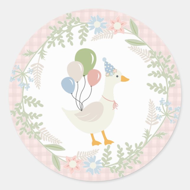 Adesivo Bobo Rosa Goose Floral Gingham Favoritos (Frente)