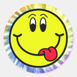 Adesivo Bobo Sorrindo Face Emoji Tie Dye Round Sticker