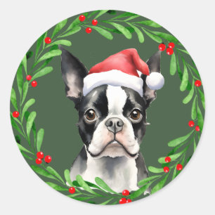 Adesivo BoBoston Terrier Christmas Dog Puppy Mailing