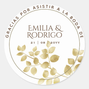 Adesivo Boda española de hoja de oro gracias recuerdo de 