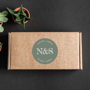 Adesivo Bodas de Iniciais Elegantes Mínimas da Floresta Ve