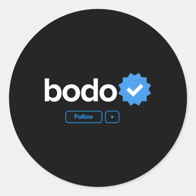 Adesivo Bodo First Name Verified Crachá Social Media Bodo (Frente)