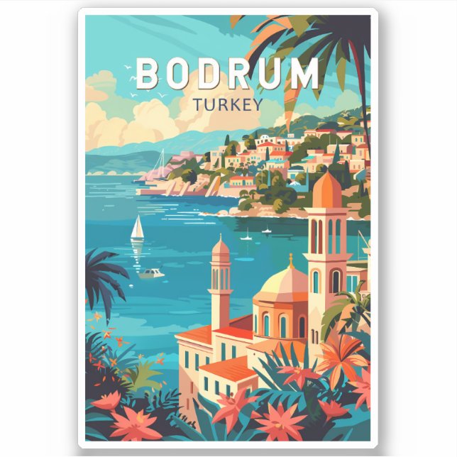 Adesivo Bodrum Turkey Viagem Art Vintage (Frente)
