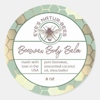 Adesivo Body Balm Honeycomb Bee Green Lip Balm Lid Label