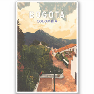 Adesivo Bogota Colombia Illustration Viagem Art Vintage