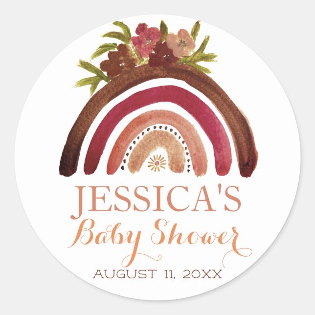 Adesivo Bohemian Boho Rainbow Chá de fraldas Terthy Cute (Frente)