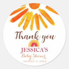 Adesivo Bohemian Boho Rainbow Sun Chá de fraldas Orange Cu