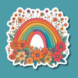 Adesivo Bohemian Floral Rainbow Monograma